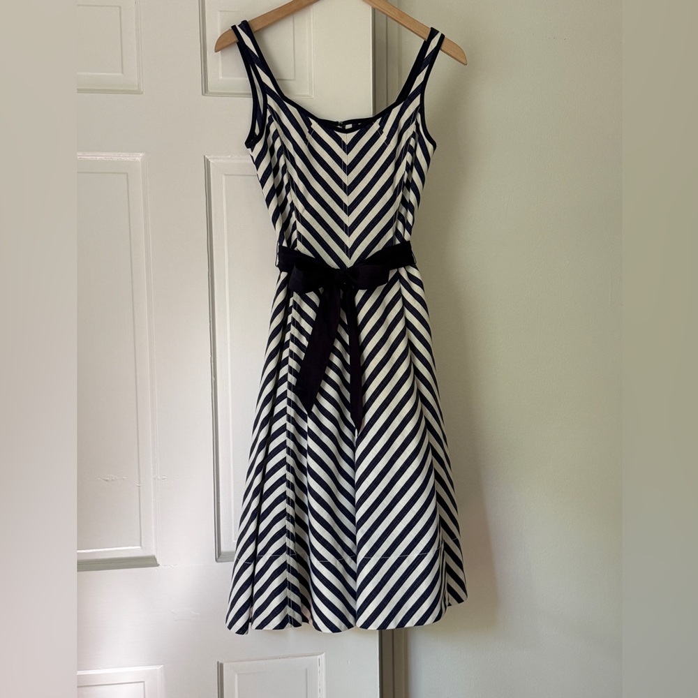 Talbots Navy and White Sundress Midi Dress